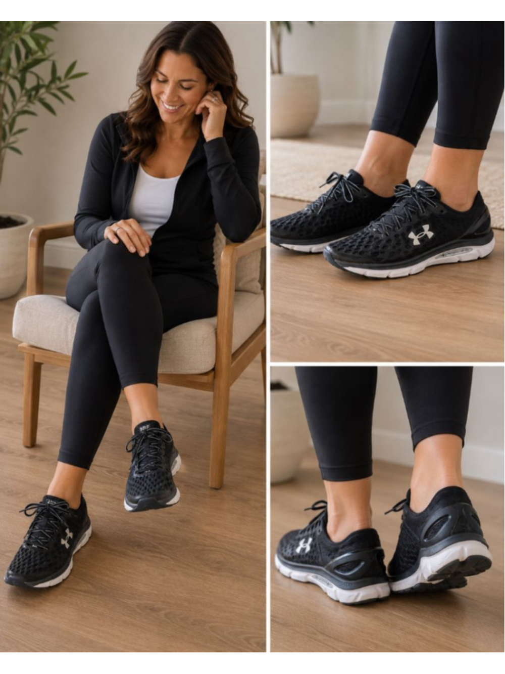 Women's Under Armour SpeedForm Black & White Running Shoes Size 8.5